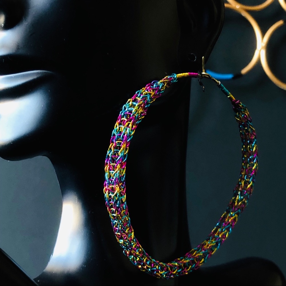 2.50” City Lights Wire Crocheted Hoop Earrings - Picture 8 of 8